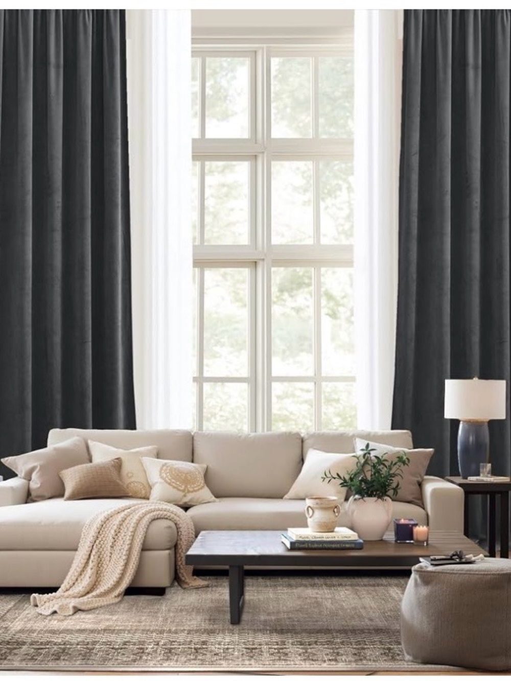 West Elm Velvet Curtains.  Gray.